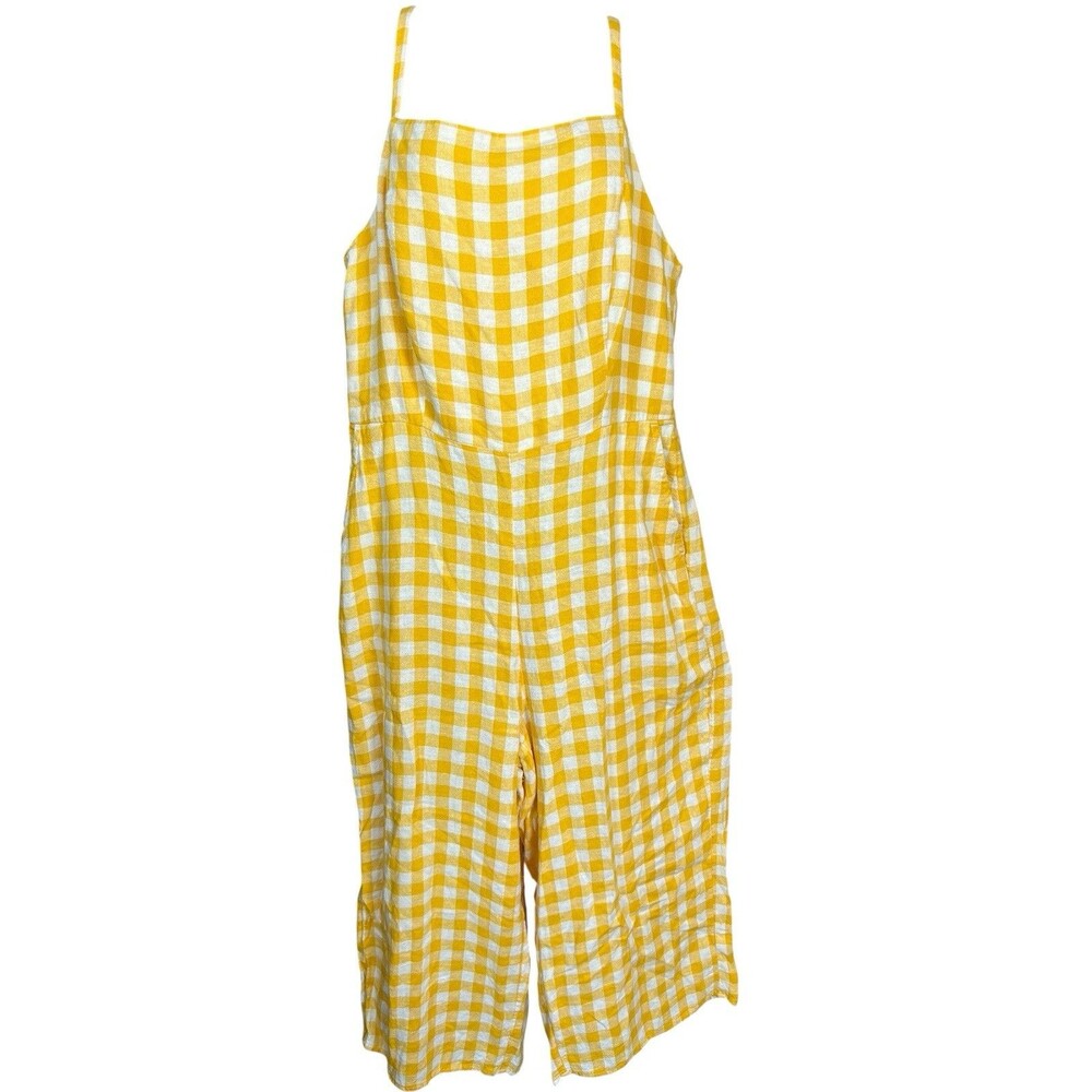 Old Navy Yellow and White Gingham Jumpsuit